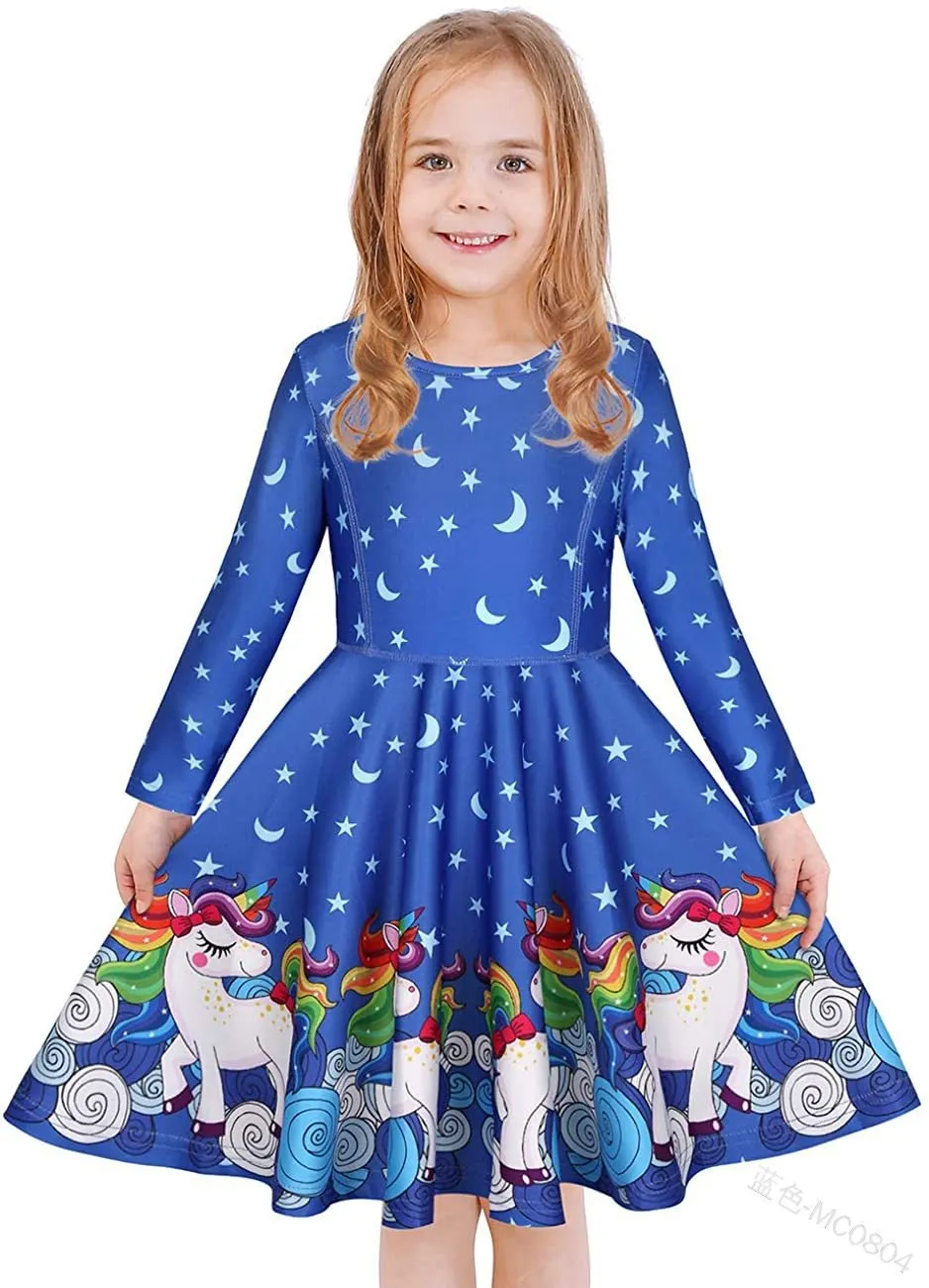 Children's Dress Christmas Clothing Girls Print Princess Dress