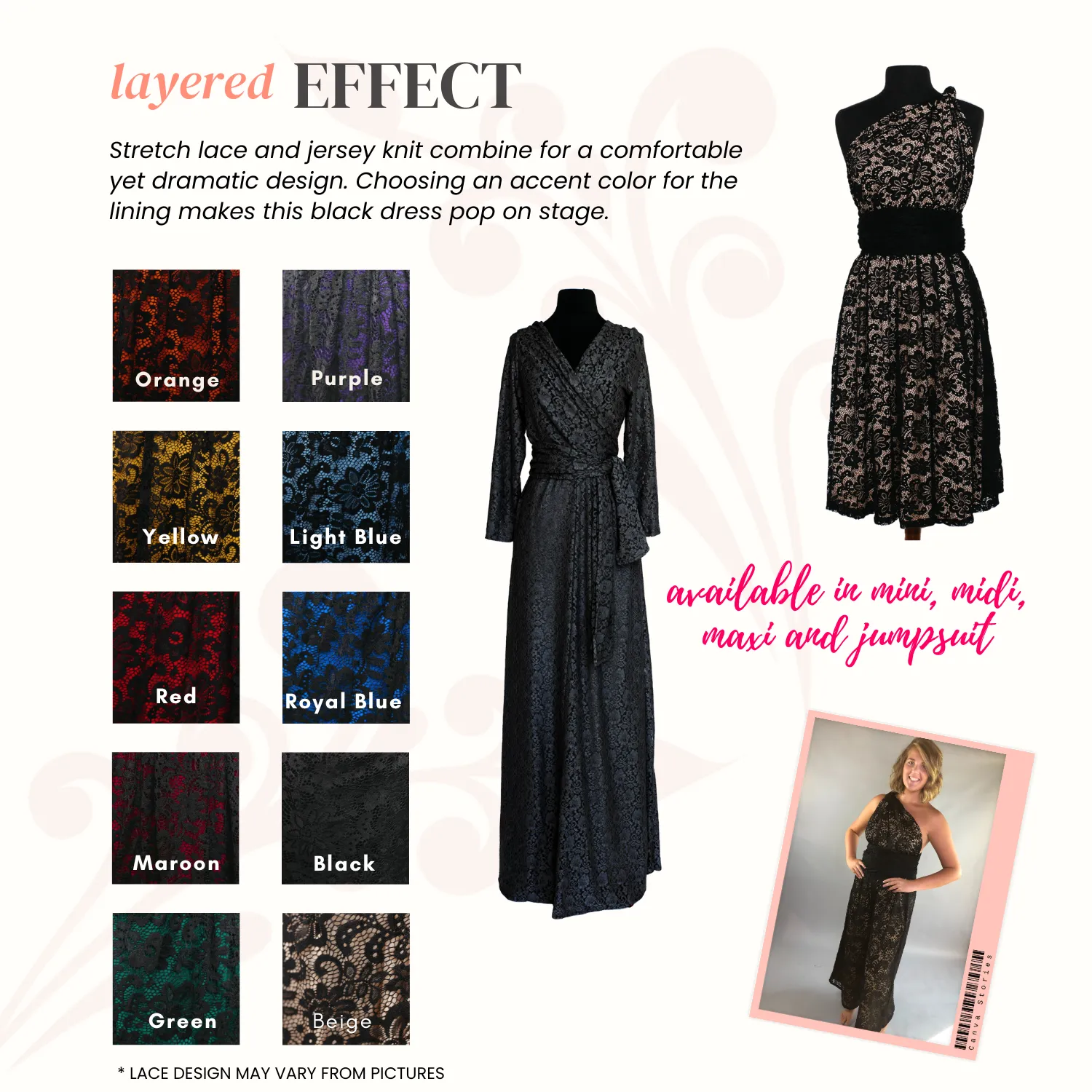 CHOIR Black Lace Infinity Dress Midi