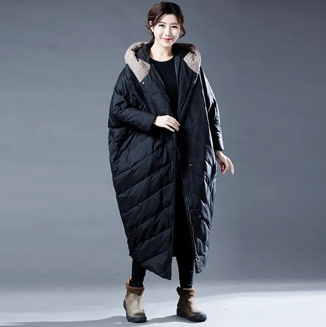 Color Block Long Women Winter Loose Duck Down Warm Women Jackets