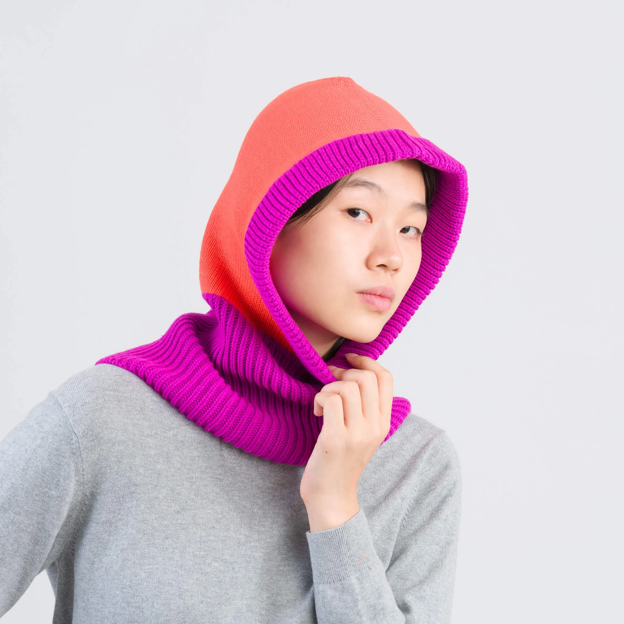 Colorblock Knit Hood