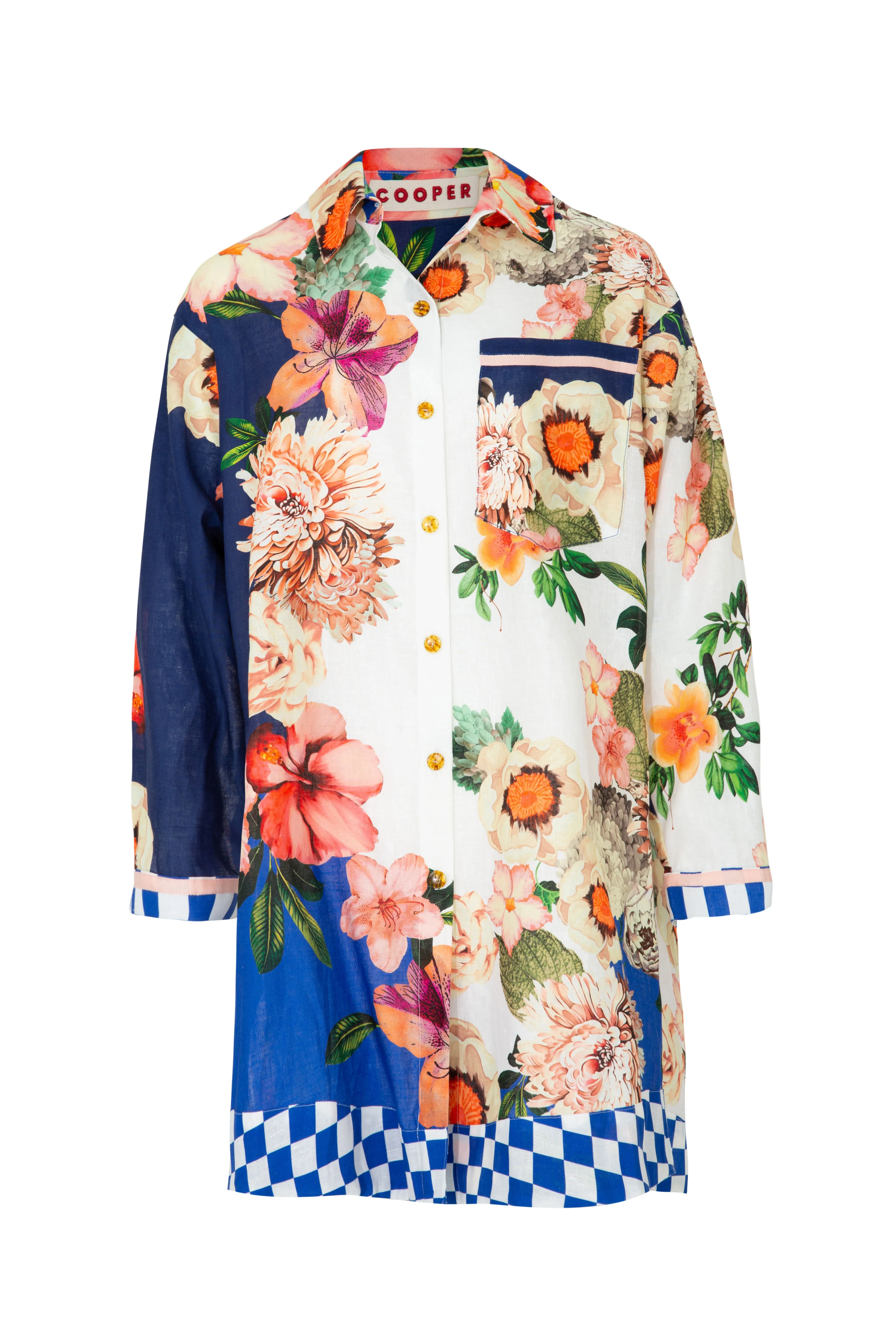 COOPER | SHIRT GAME SHIRT | BLUE WHITE FLORAL