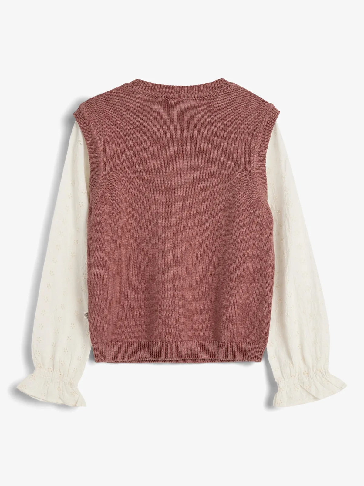 Cotton Knit Vest w. Blousesleeves - Tween - Rose Melange