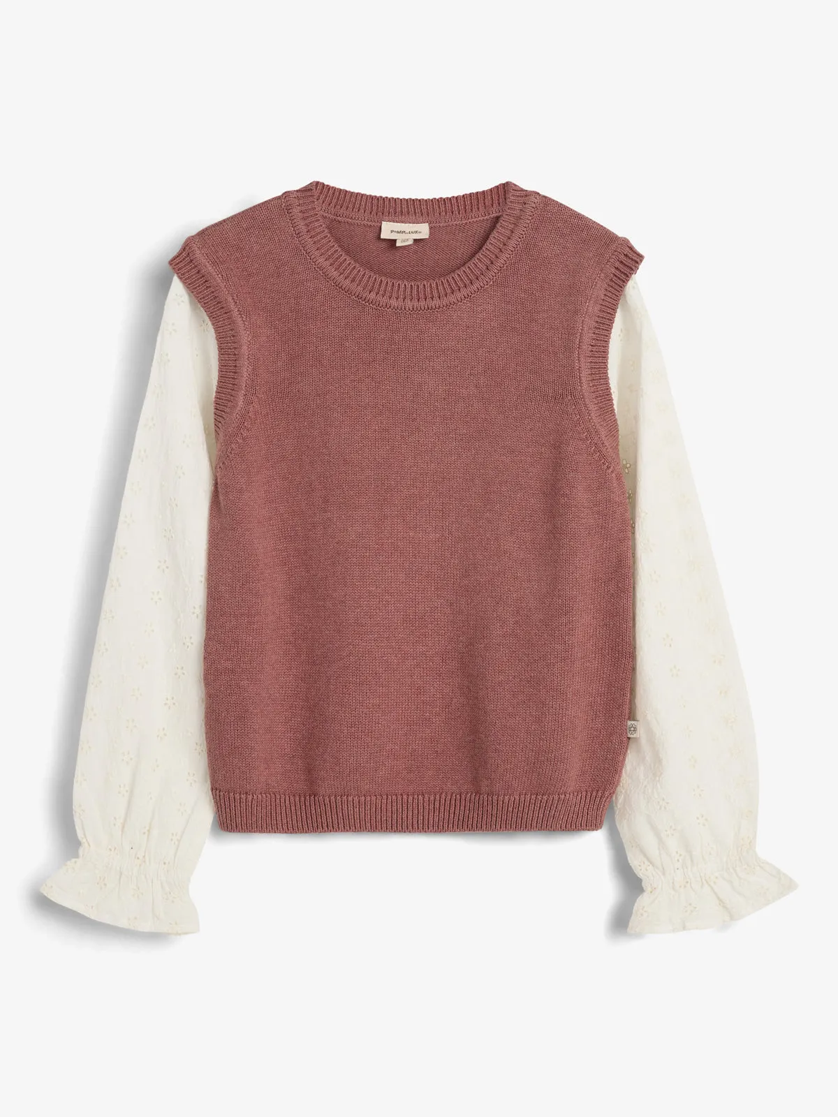 Cotton Knit Vest w. Blousesleeves - Tween - Rose Melange