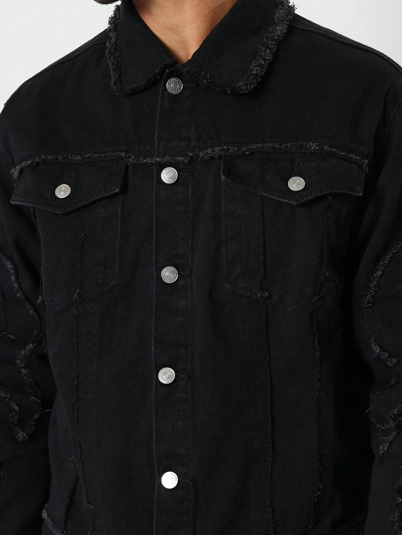 Cropped Raw Edge Jacket With Sleeve Tribes