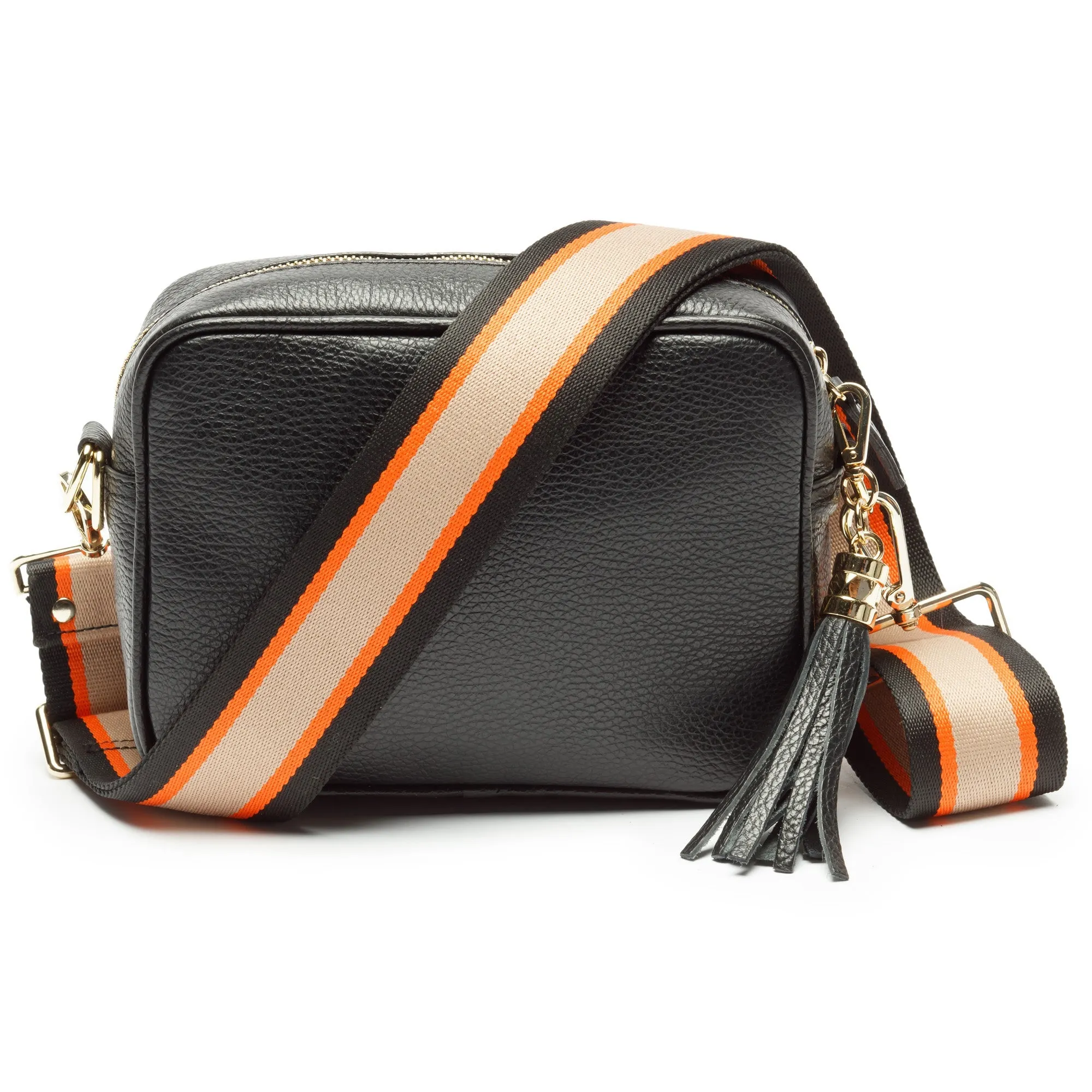 Crossbody Black (Black Orange stripe strap)