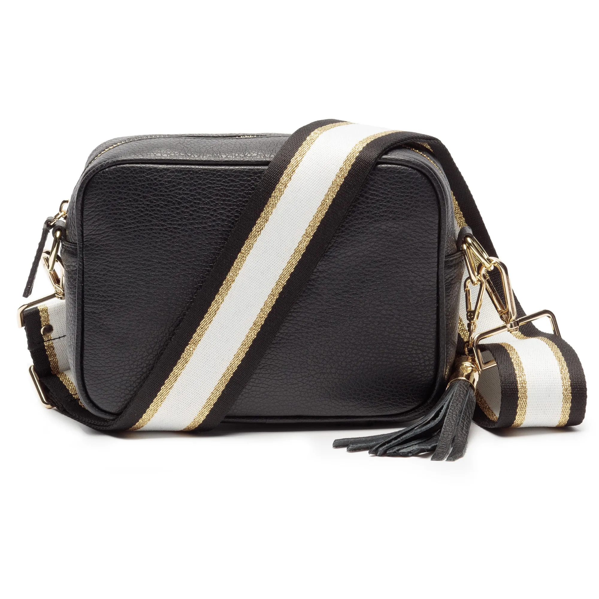 Crossbody Black (Black/Gold/White strap)