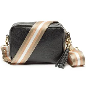 Crossbody Black (Champagne Stripes Strap)