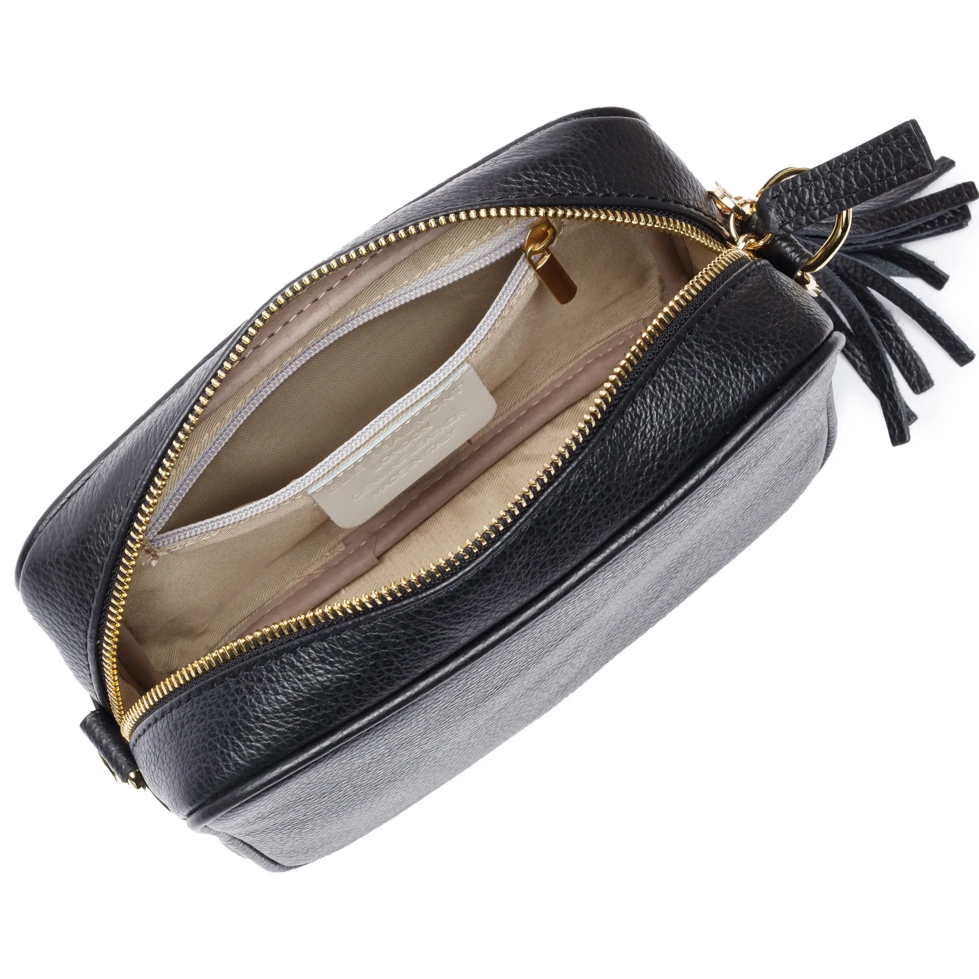 Crossbody Black (Champagne Stripes Strap)