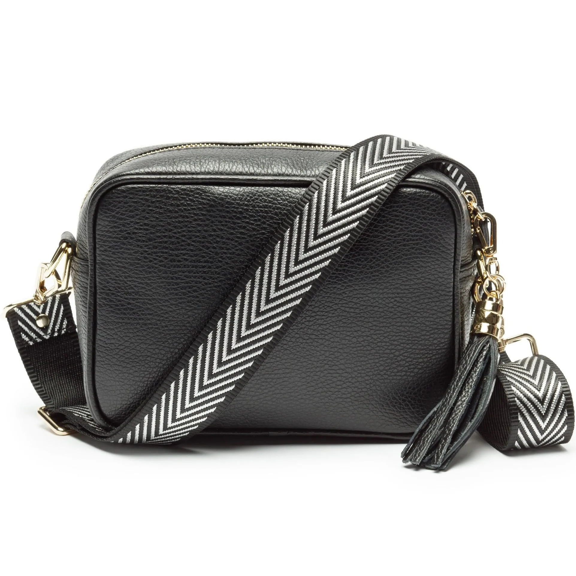 Crossbody Black (Silver Chevron strap)