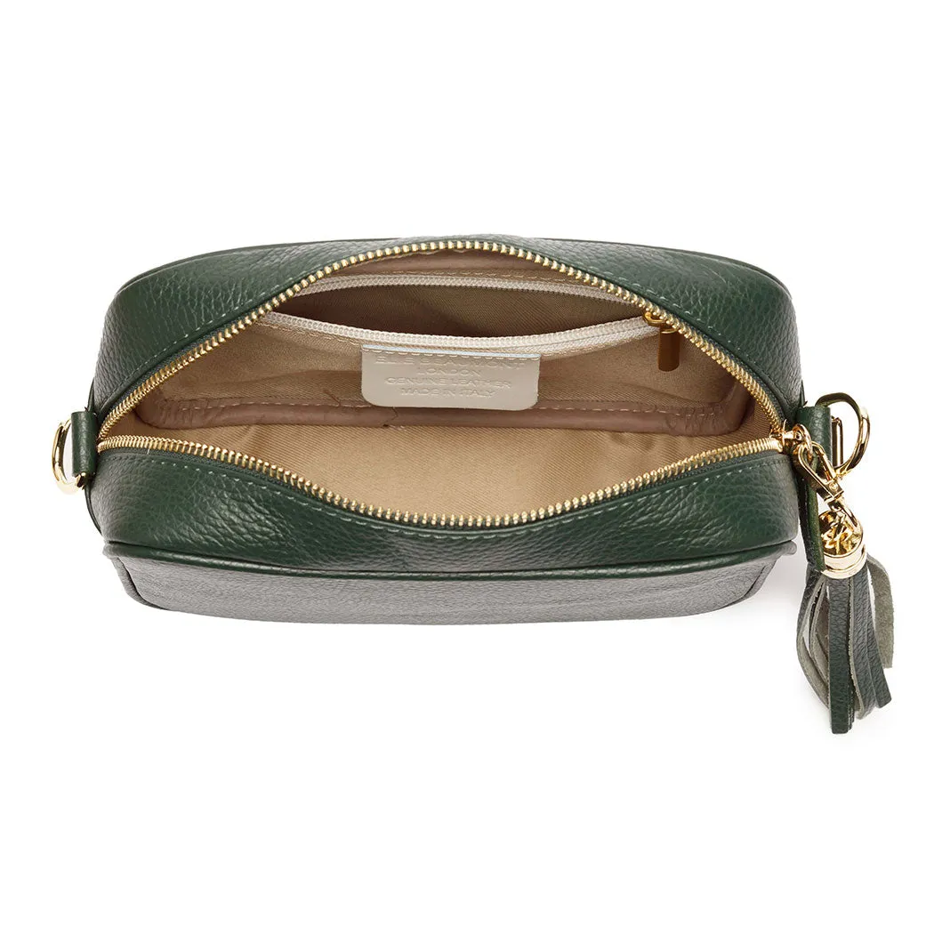 Crossbody Bottle Green (Black/White/Gold strap)