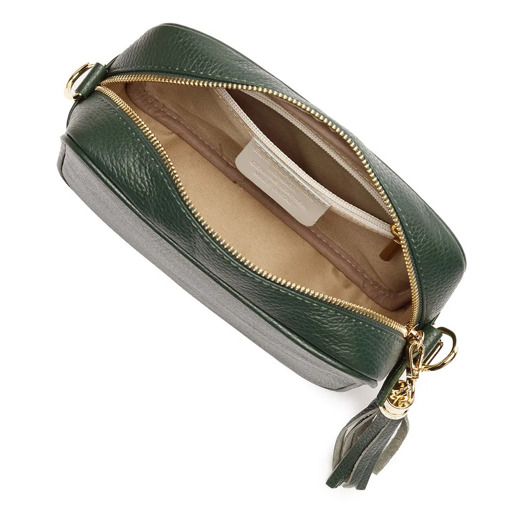 Crossbody Bottle Green (Champagne Stripes strap)