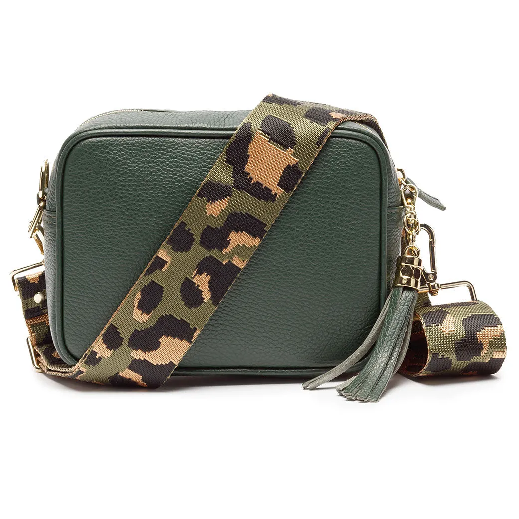 Crossbody Bottle Green (Olive Leopard strap)