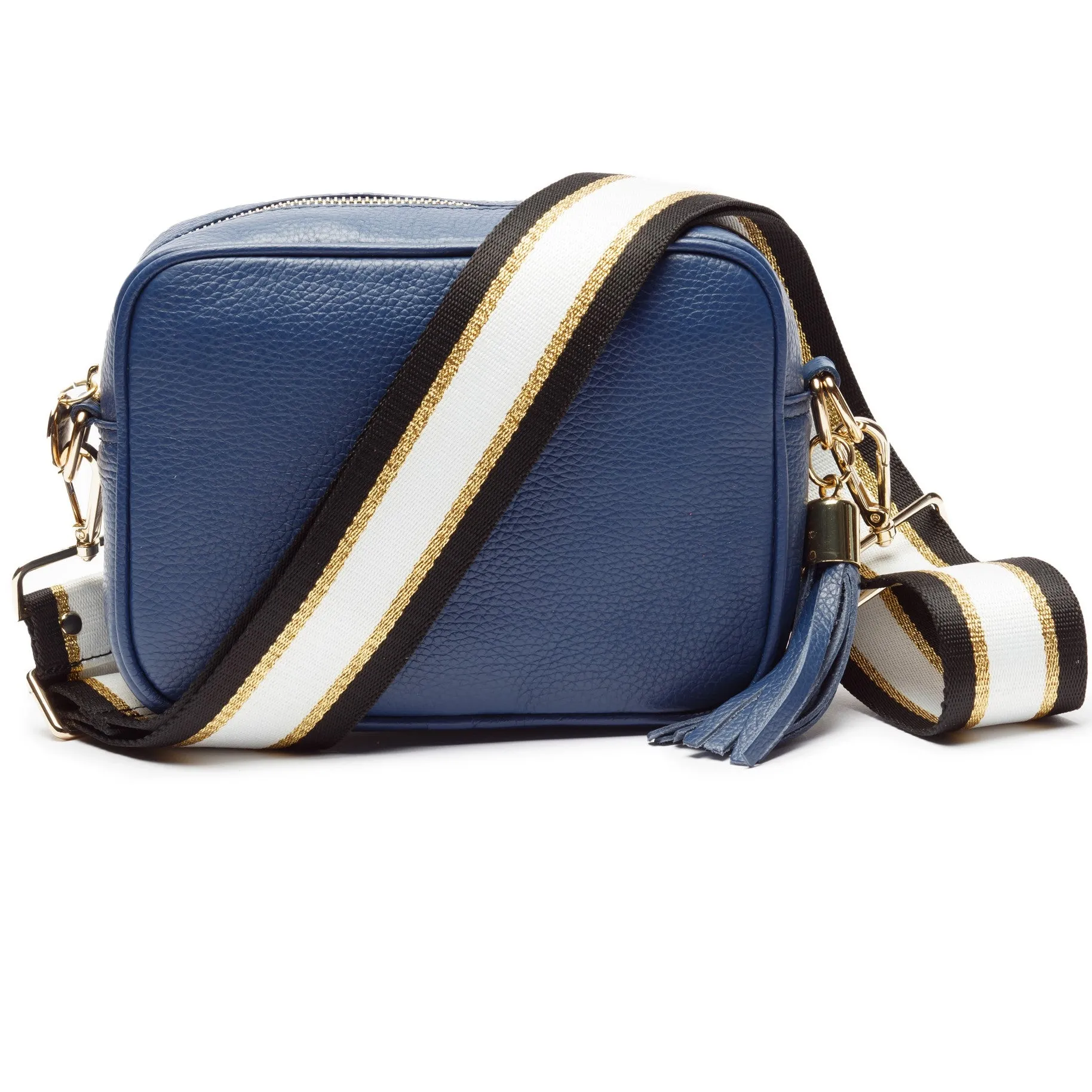 Crossbody Navy (Black/White/Gold Strap)