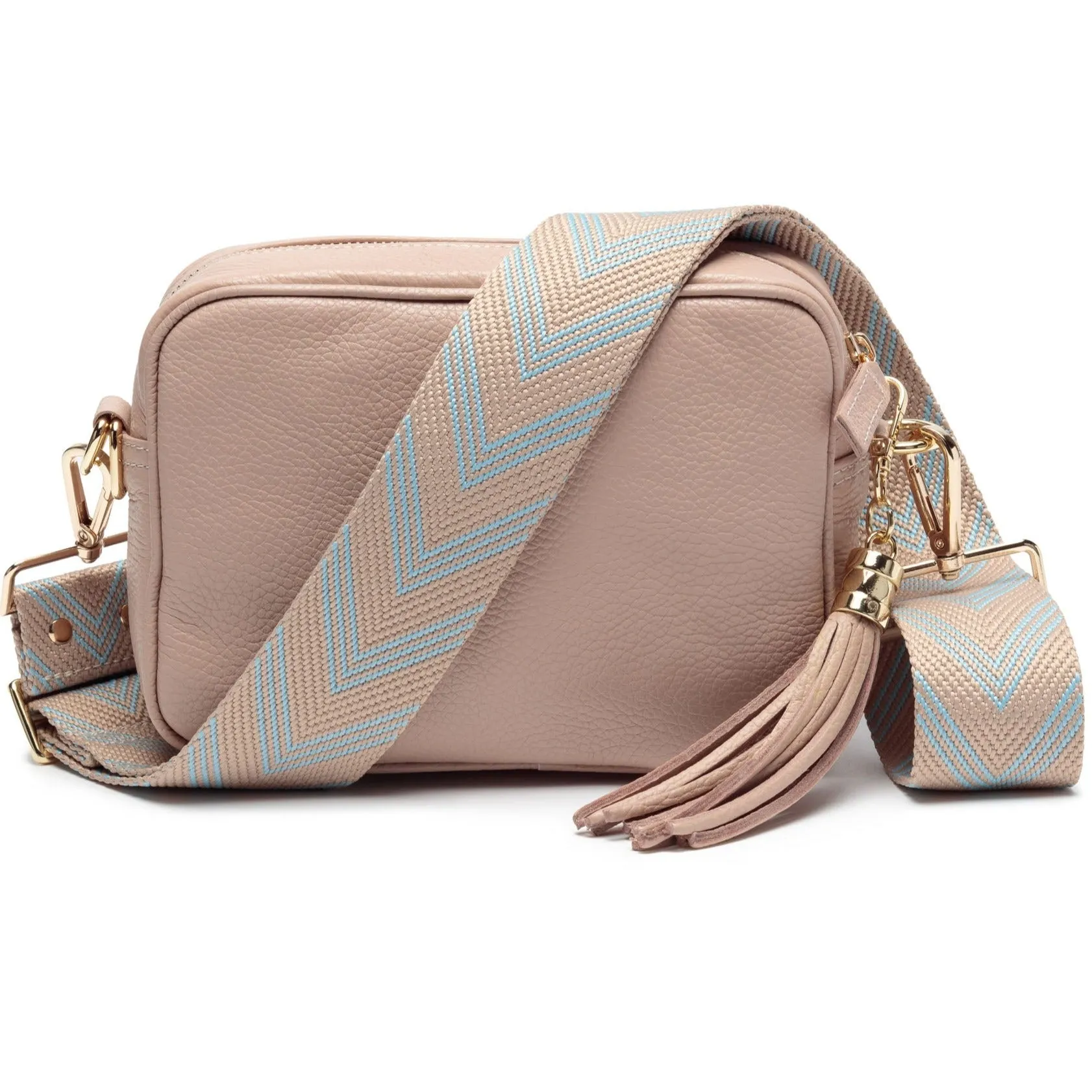 Crossbody Nude (Sky blue Chevron Strap)