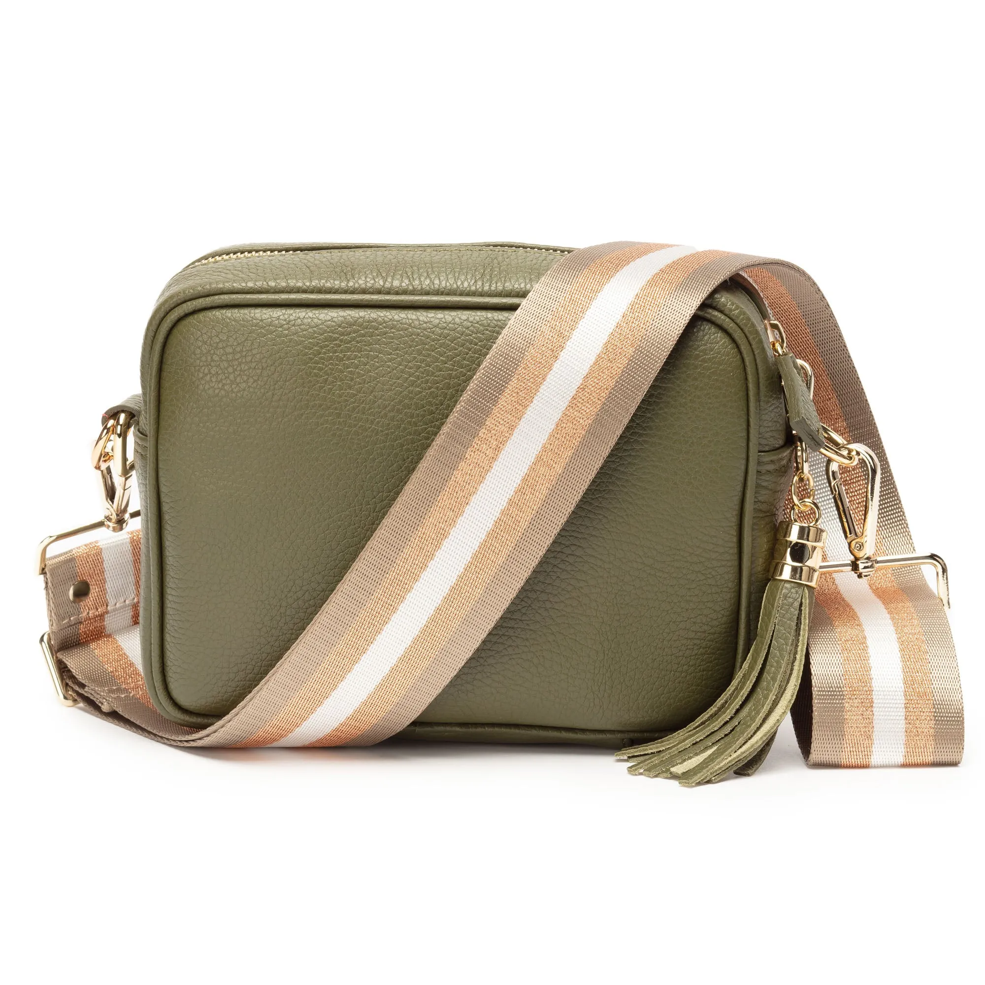 Crossbody Olive (Champagne Stripes strap)