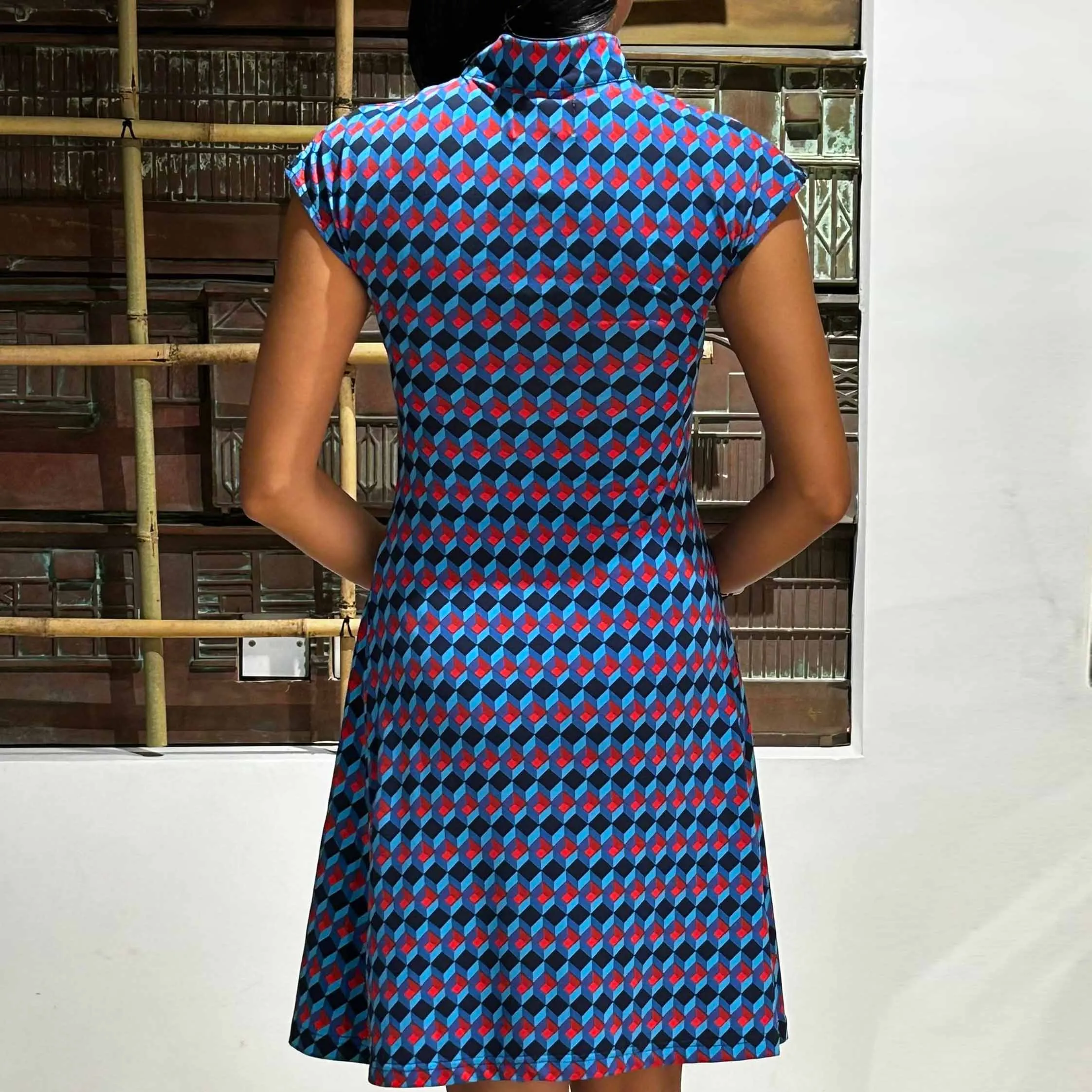 Cube Pyramid Qipao Dress