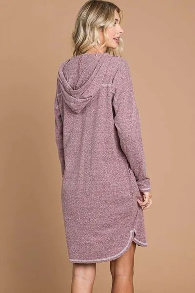 Culture Code Full Size Hooded Long Sleeve Sweater Dress