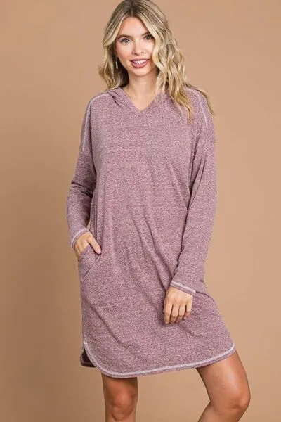 Culture Code Full Size Hooded Long Sleeve Sweater Dress