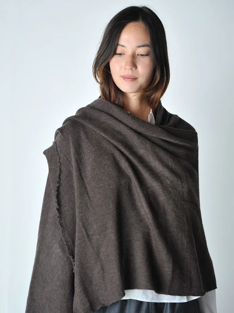 Dark Brown Melange Knit Cashmere Stole