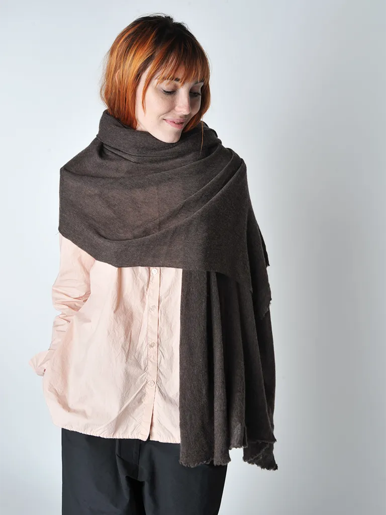 Dark Brown Melange Knit Cashmere Stole