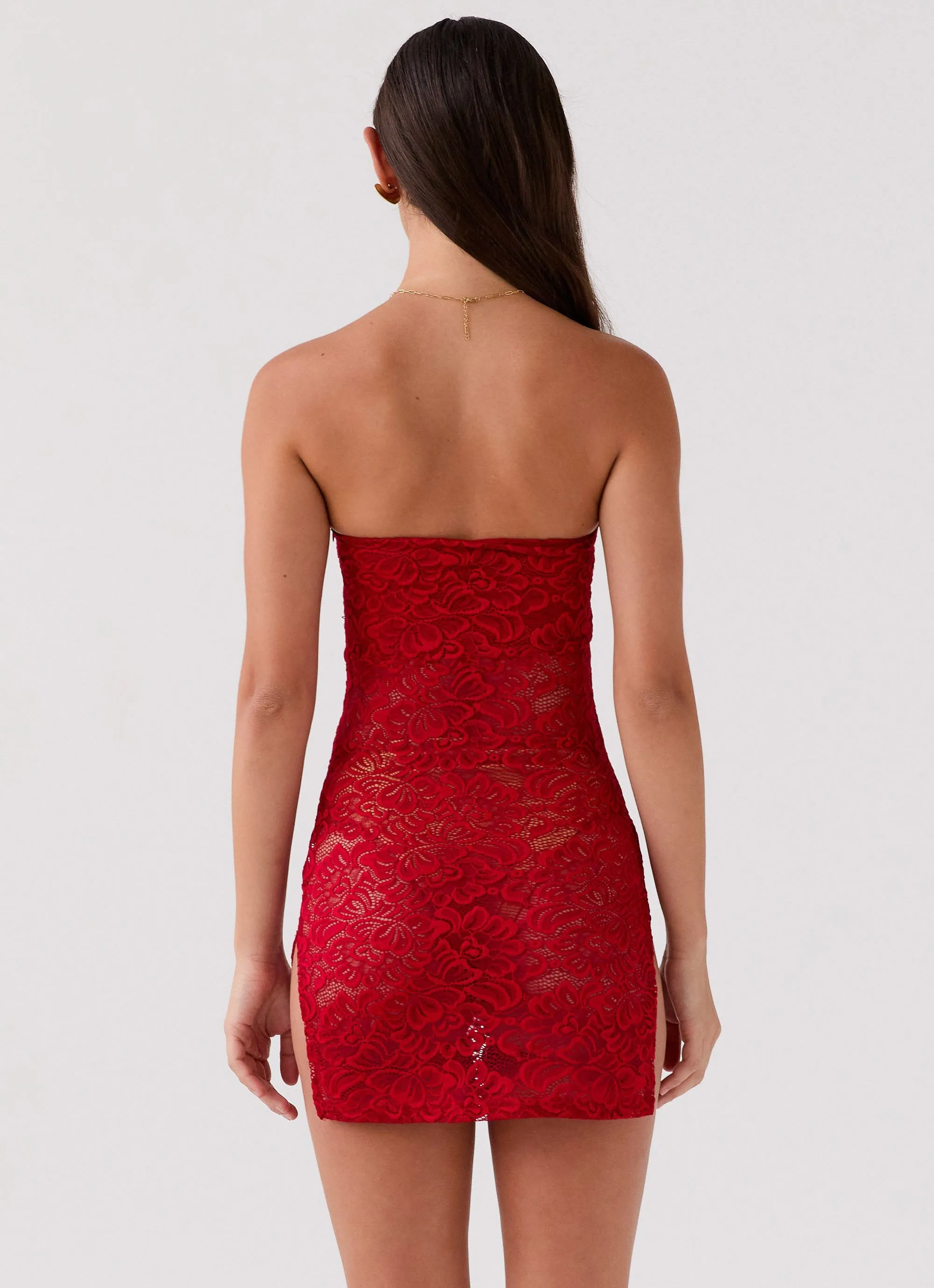 Delilah Lace Tube Dress - Red Rose