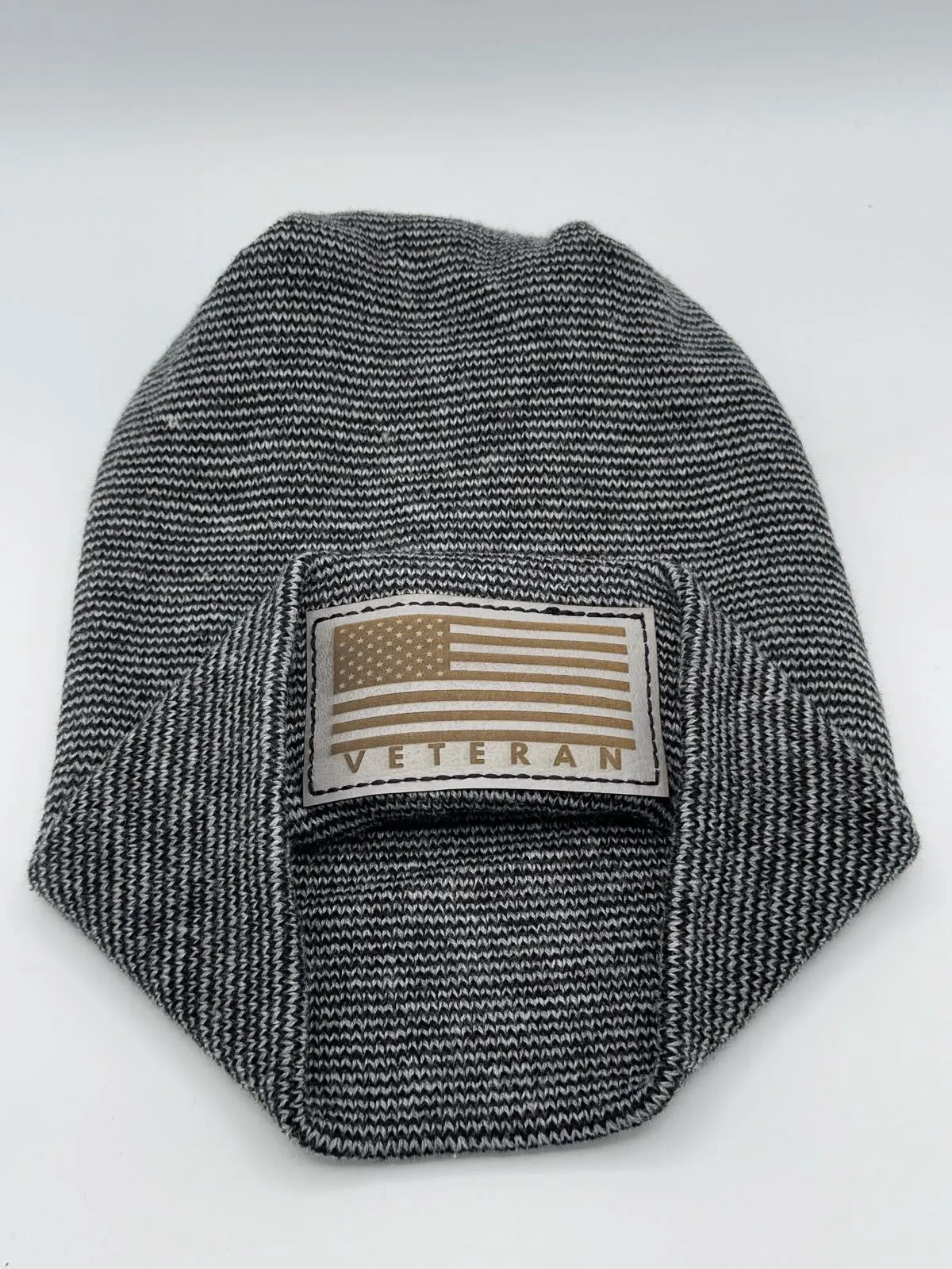 Designed & Made in USA | Veteran Beanie with USA Flag - Patriotic Theta Stitch Fusion Cuffed Knit Hat for Men & Women | Limited Edition