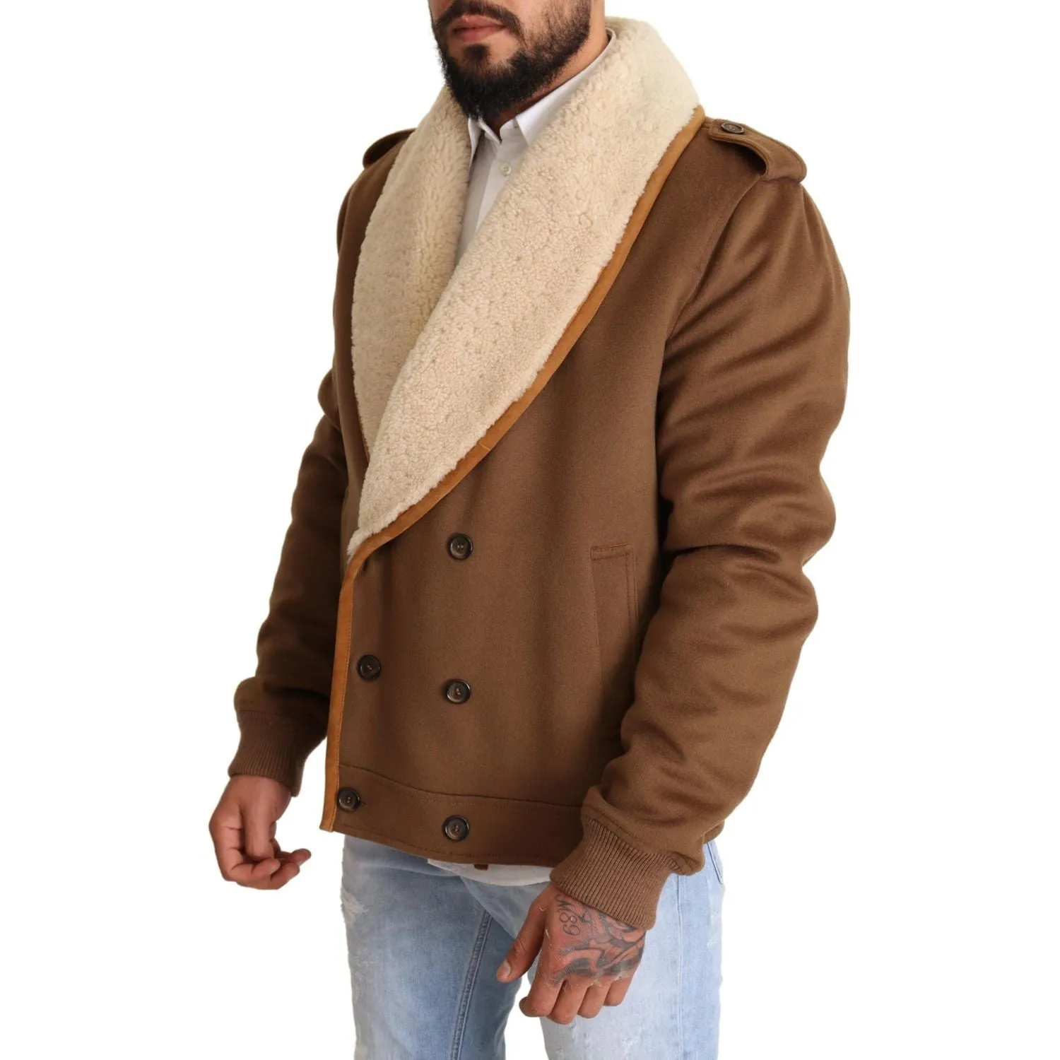 Dolce & Gabbana Elegant Double Breasted Shearling Jacket