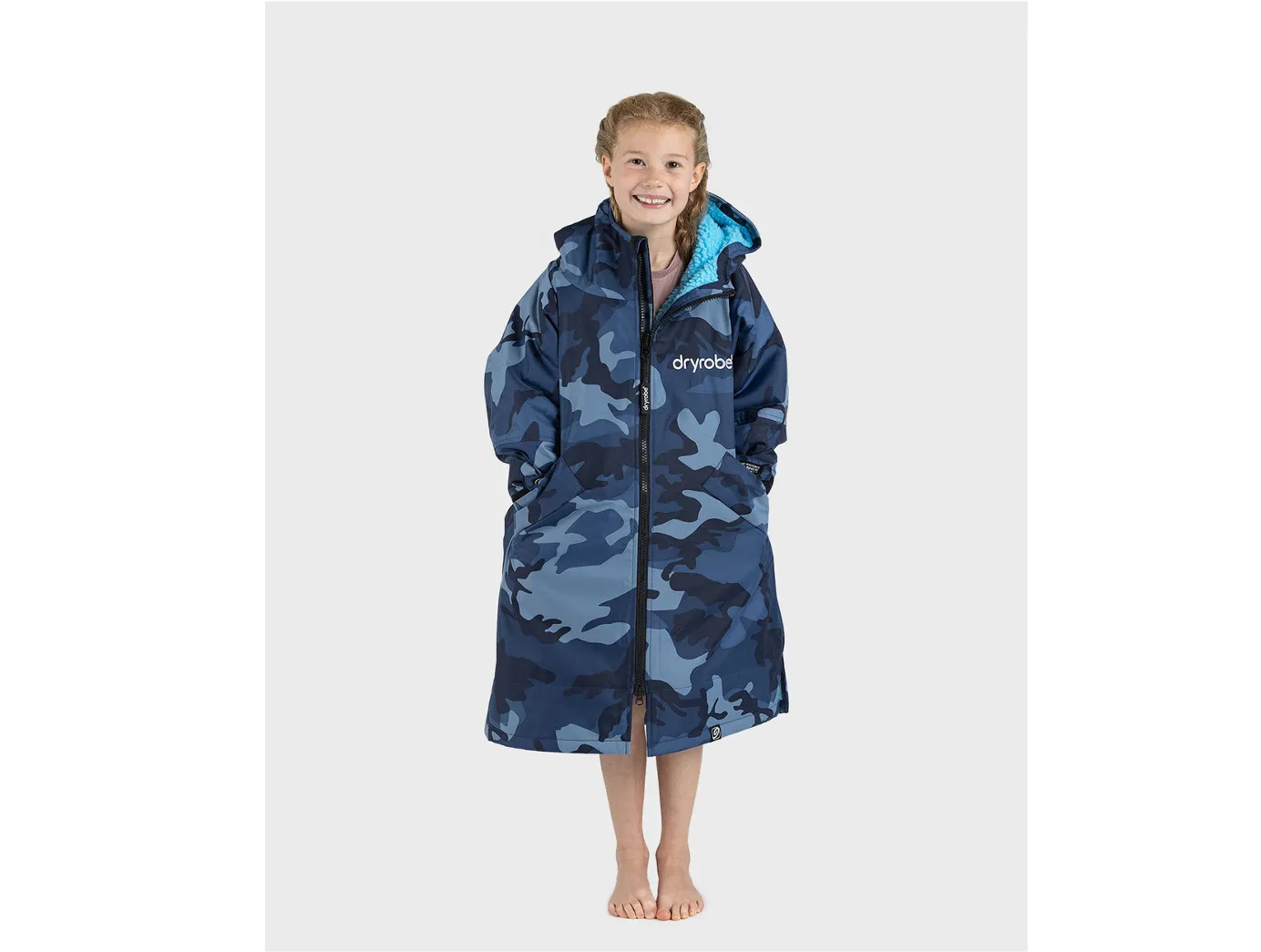 Dryrobe Advance Kids Small Long Sleeve 10-13 years Blue Camo/Blue - In Stock - NEW