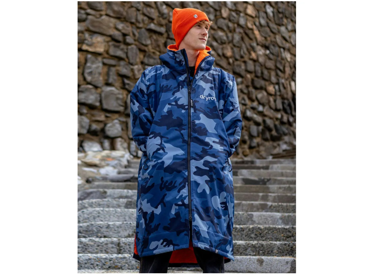 Dryrobe Advance Long Sleeve Adult Blue Camo/Orange - Sizes Small/Medium/Large/XL - In Stock - NEW