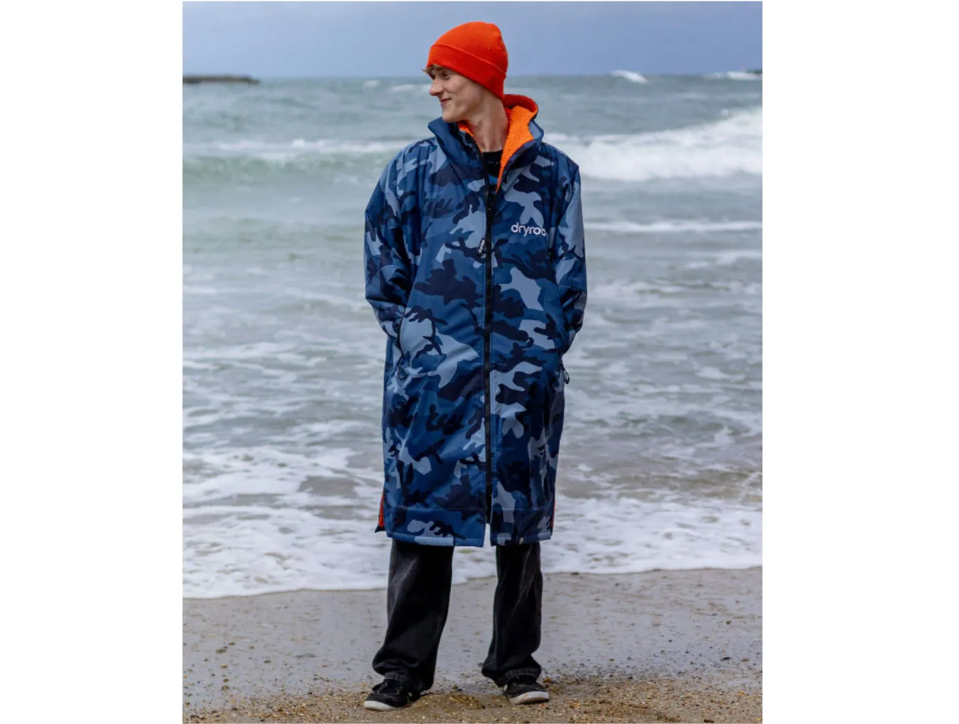 Dryrobe Advance Long Sleeve Adult Blue Camo/Orange - Sizes Small/Medium/Large/XL - In Stock - NEW