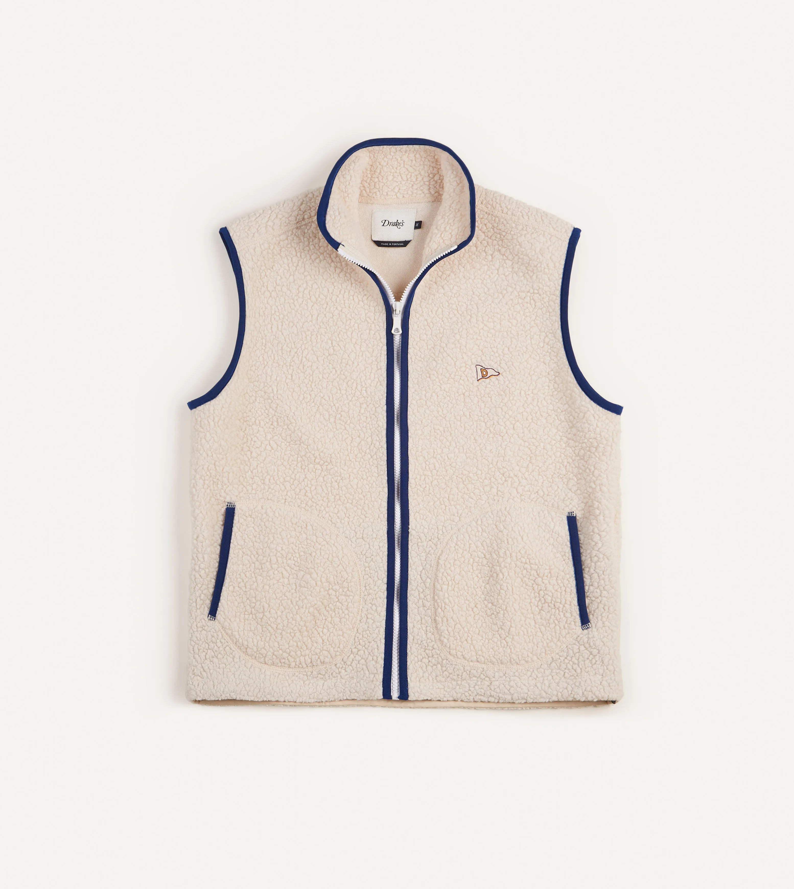 Ecru Boucle Wool Zip Fleece Vest