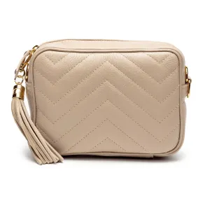 Elie Beaumont Quilted Crossbody Bag- Biscuit