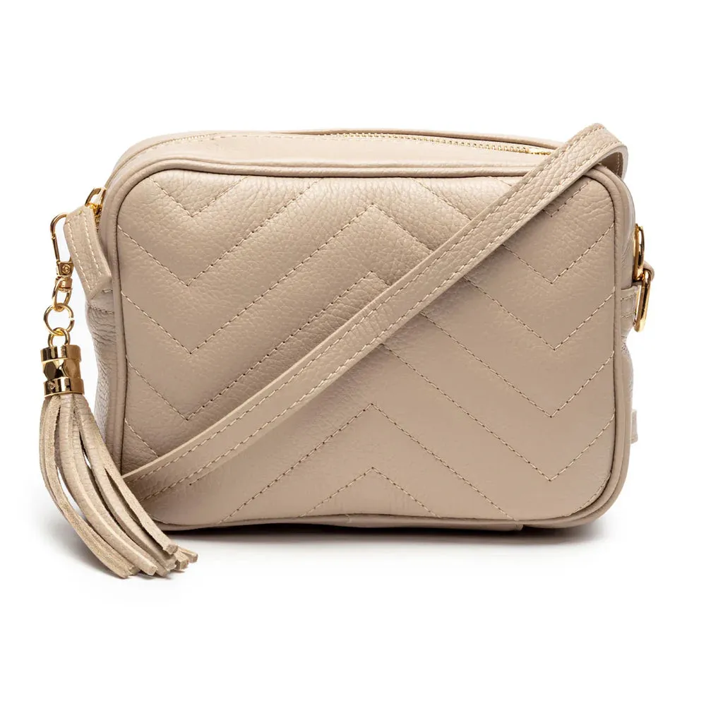 Elie Beaumont Quilted Crossbody Bag- Biscuit