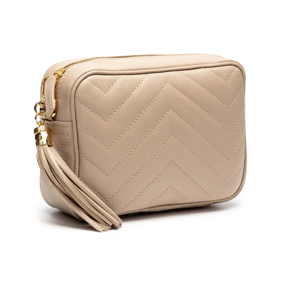 Elie Beaumont Quilted Crossbody Bag- Biscuit