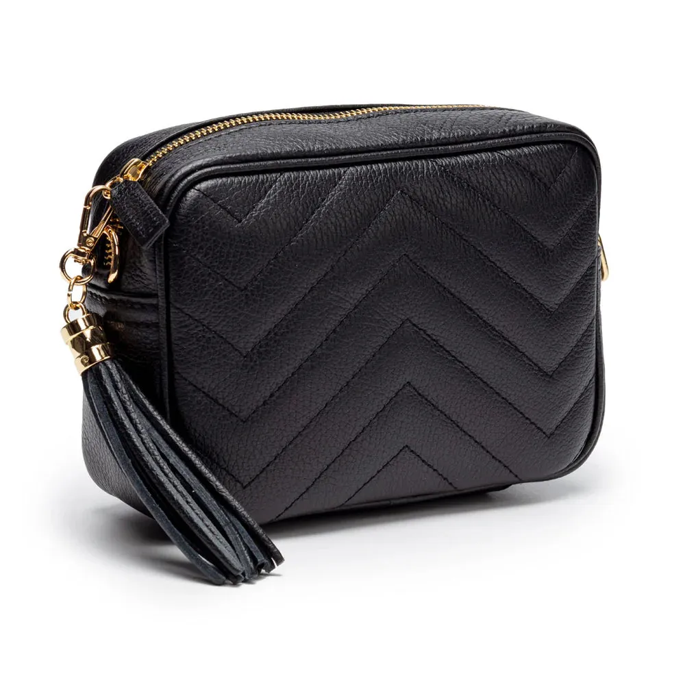 Elie Beaumont Quilted Crossbody Bag- Black