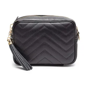 Elie Beaumont Quilted Crossbody Bag- Black