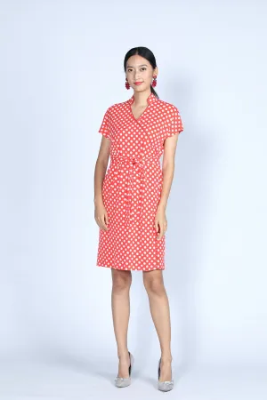 ERICA Polka Dot Wrapped Dress (Red/ White)