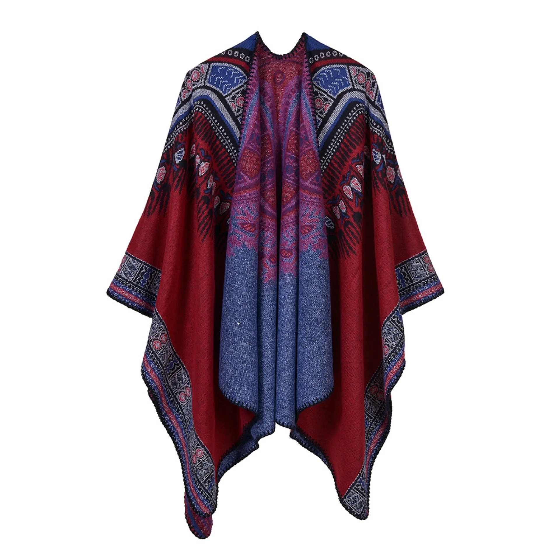 Ethnic Style Retro Totem Warm Shawl Scarf Large Neck Cape