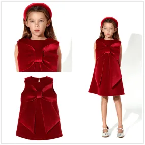 European and American Children's Dress Children's Christmas Dress Big Bow Vest Dress Girls' New Year Dress