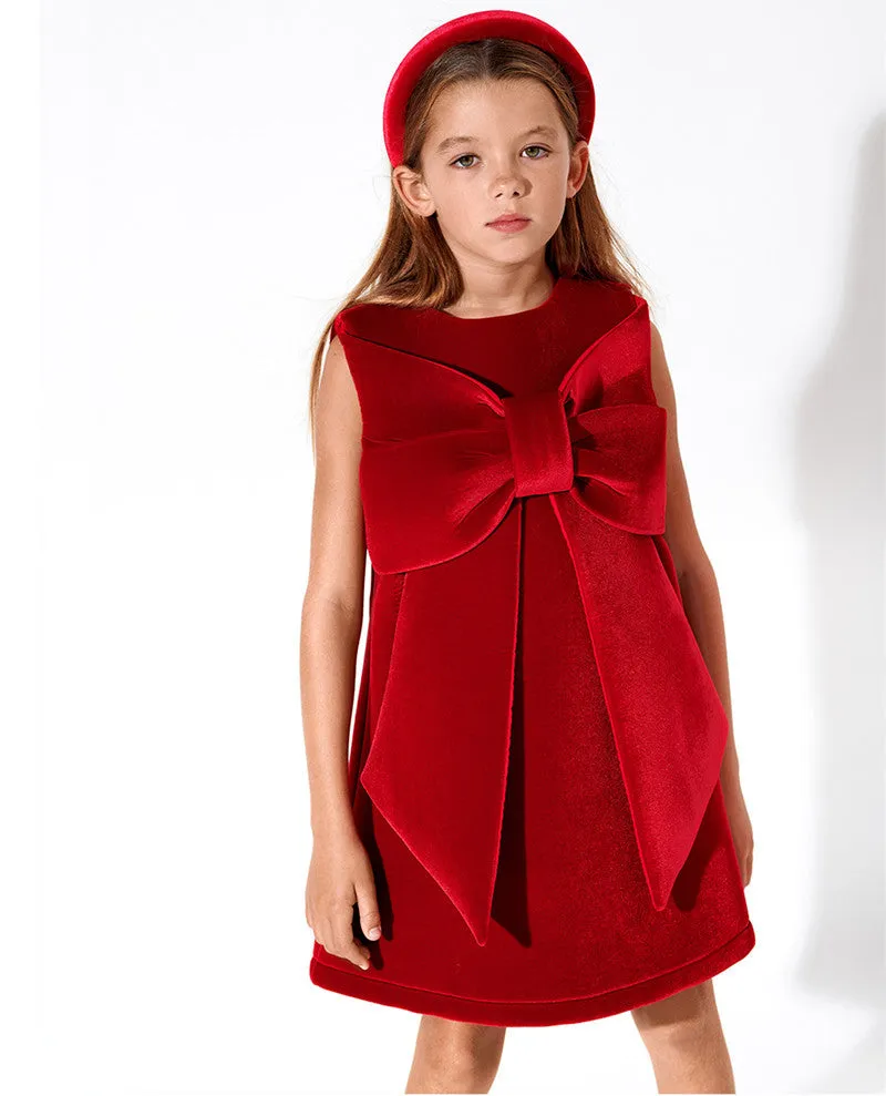 European and American Children's Dress Children's Christmas Dress Big Bow Vest Dress Girls' New Year Dress