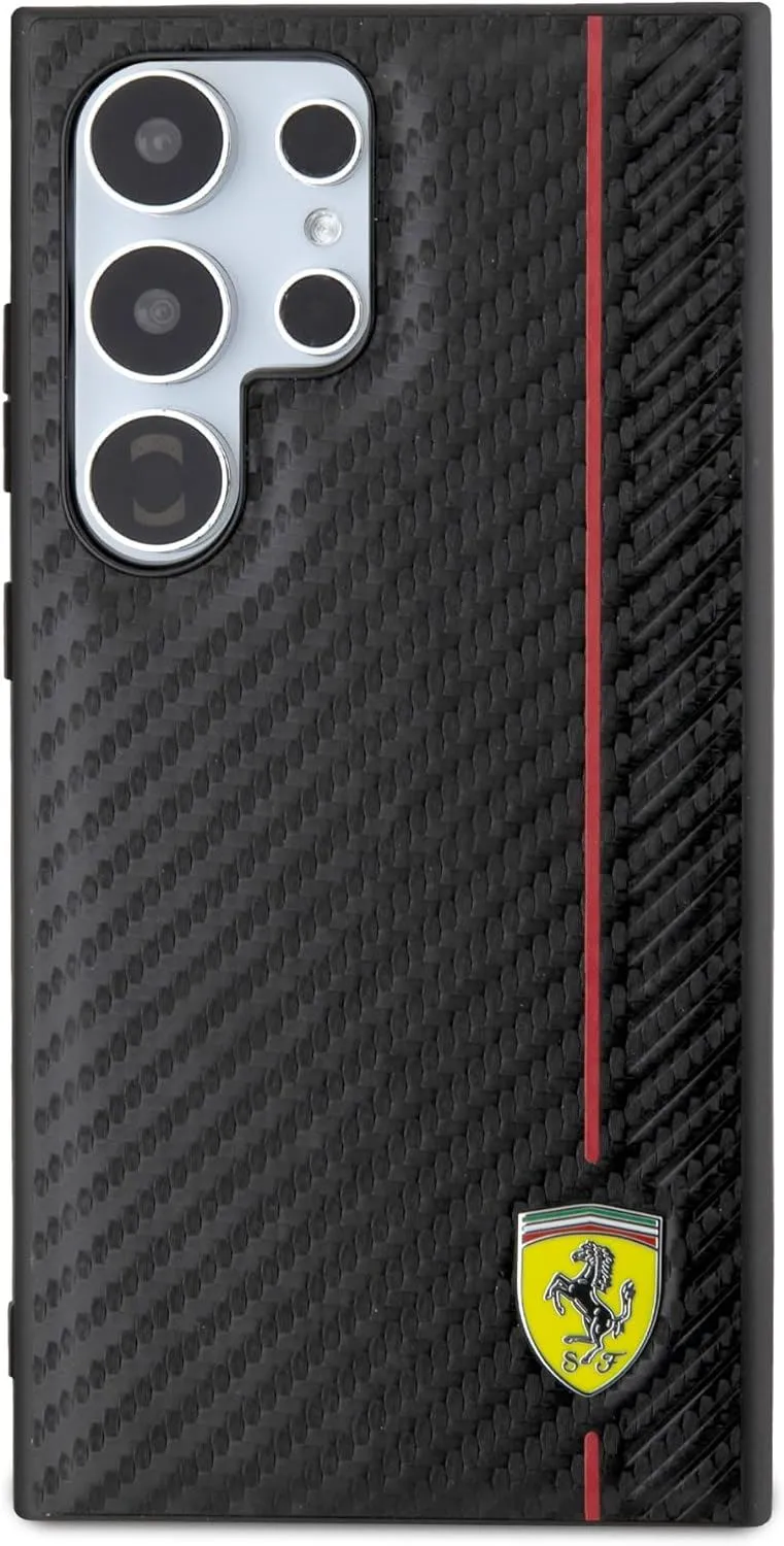 Ferrari Carbon Printed Line Hard Case for Samsung Galaxy S24 Ultra 6.8" Black - FEHCS24LN3DUR