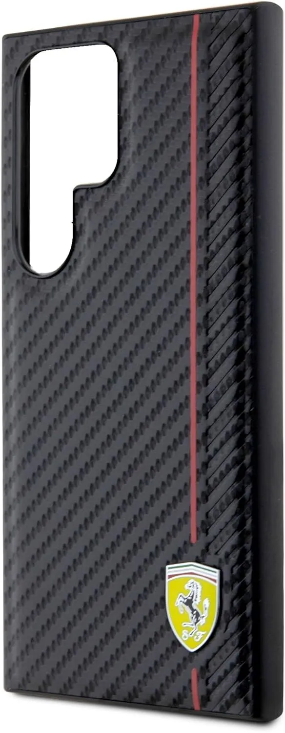 Ferrari Carbon Printed Line Hard Case for Samsung Galaxy S24 Ultra 6.8" Black - FEHCS24LN3DUR