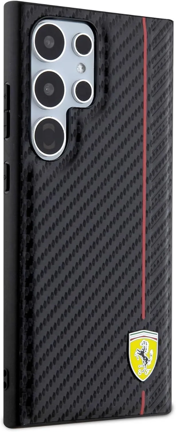 Ferrari Carbon Printed Line Hard Case for Samsung Galaxy S24 Ultra 6.8" Black - FEHCS24LN3DUR