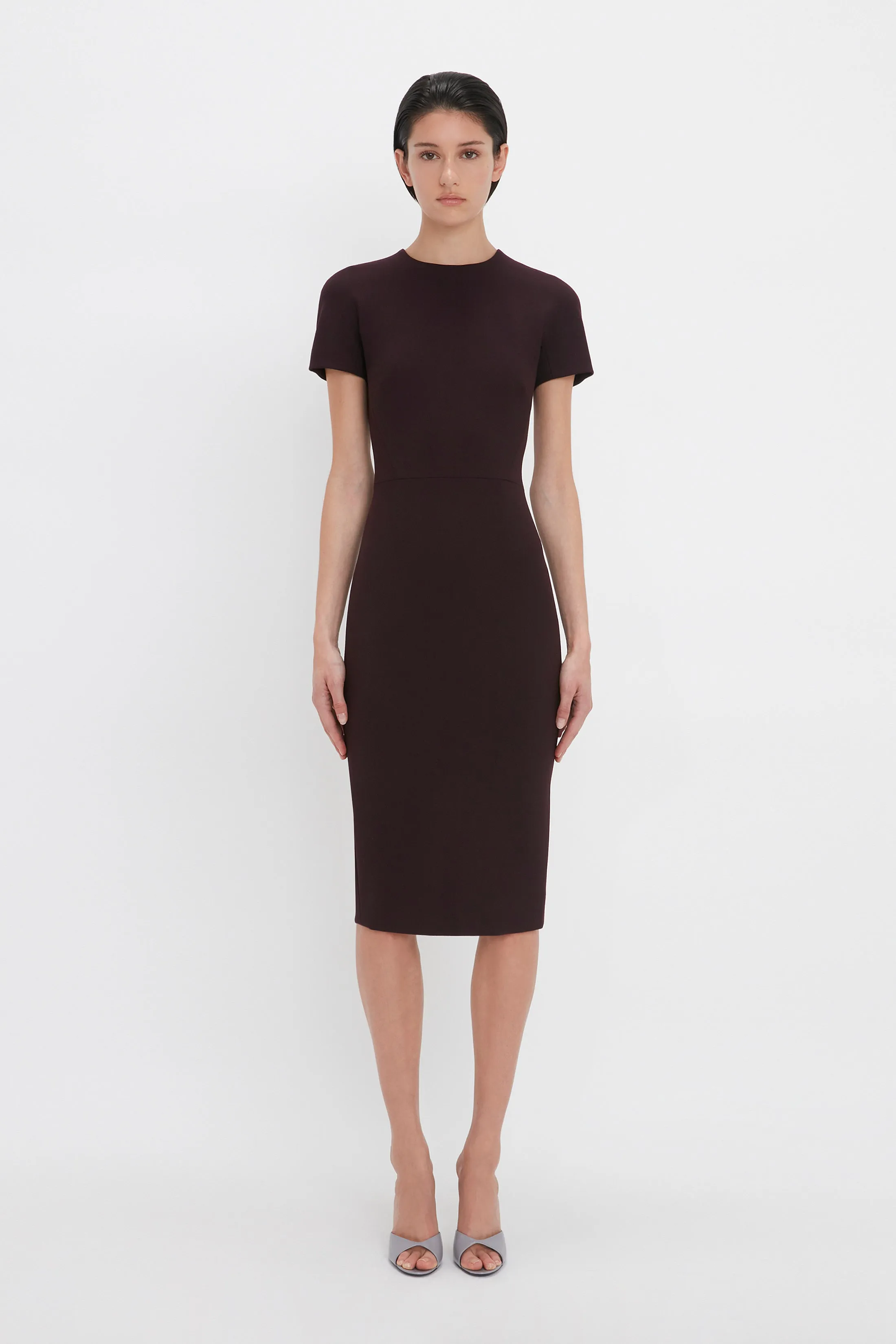 Fitted T-Shirt Dress In Deep Mahogany