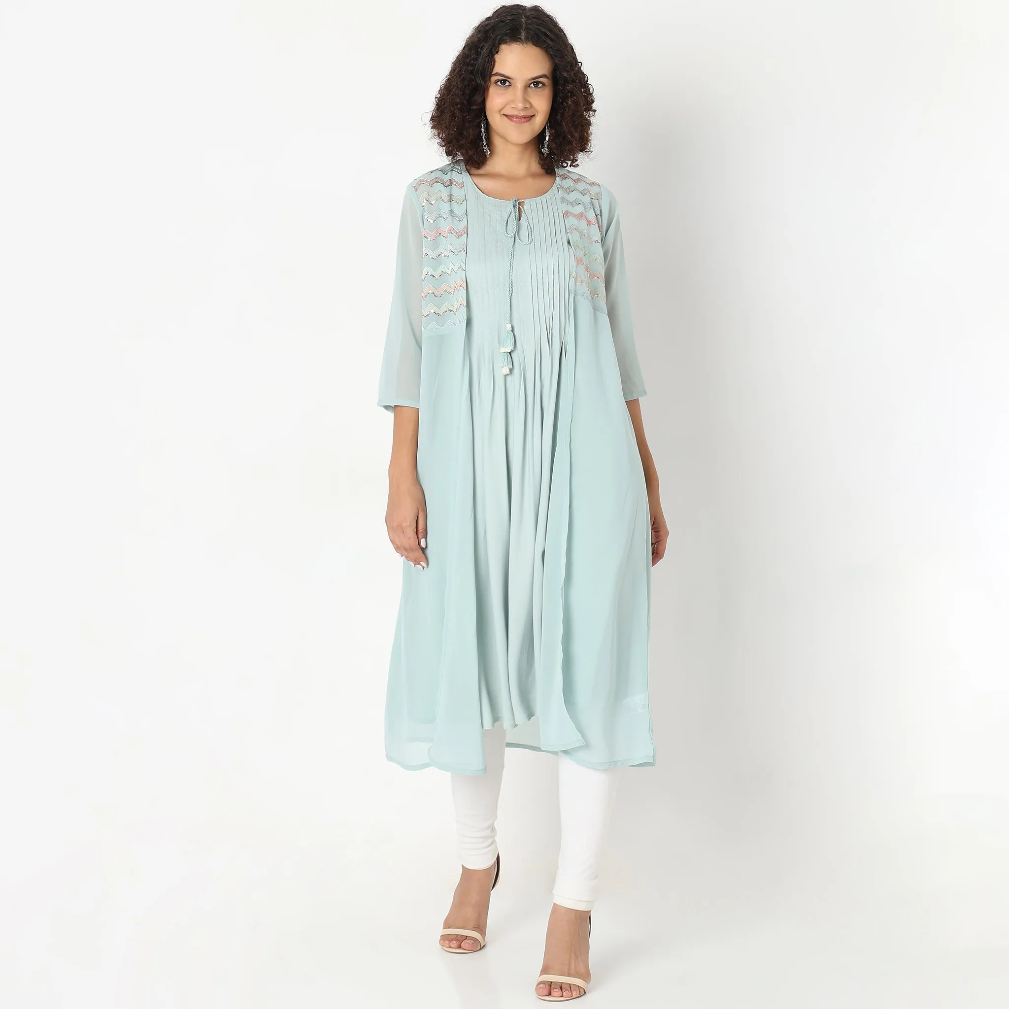 Flare Fit Embellished Kurta