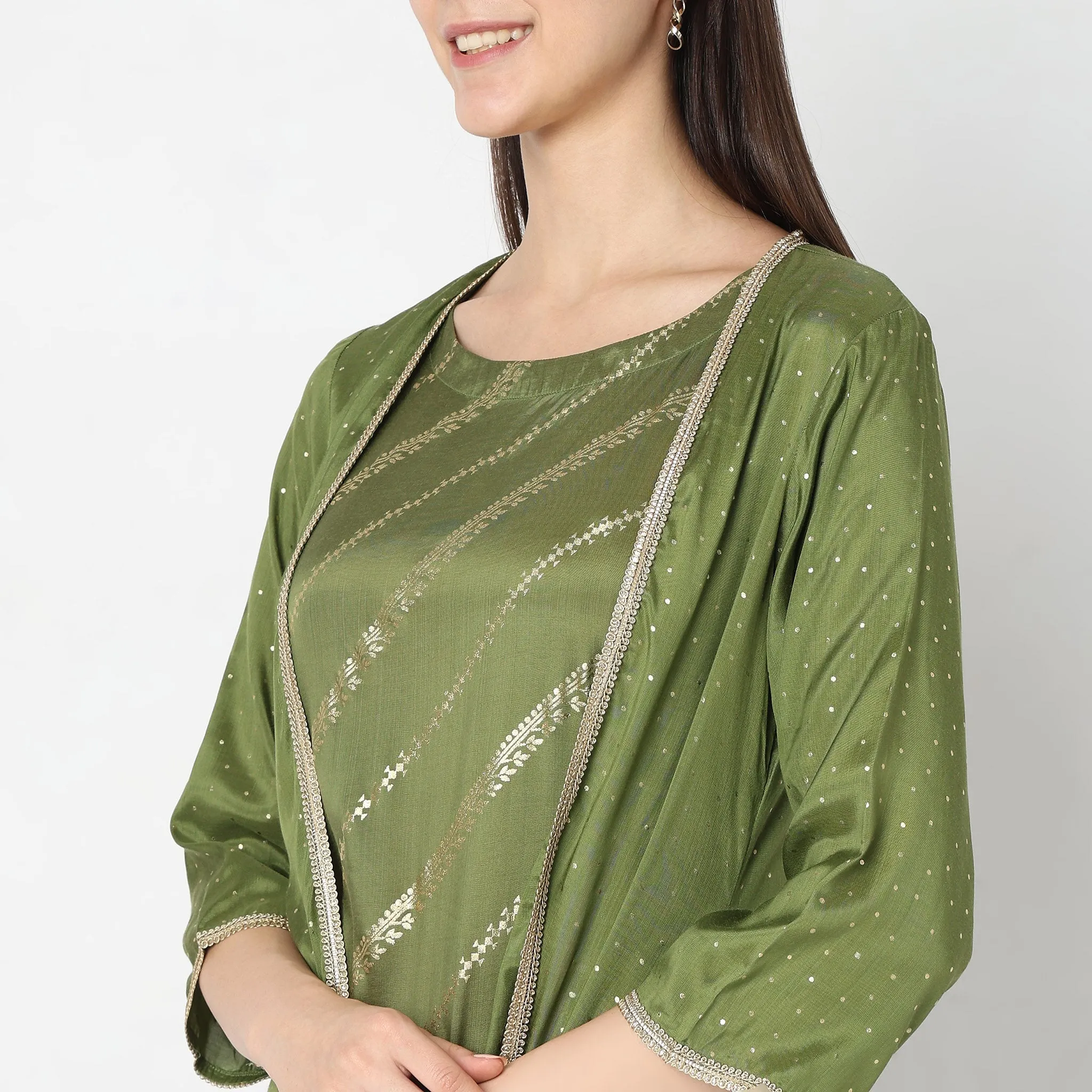 Flare Fit Embellished Kurta