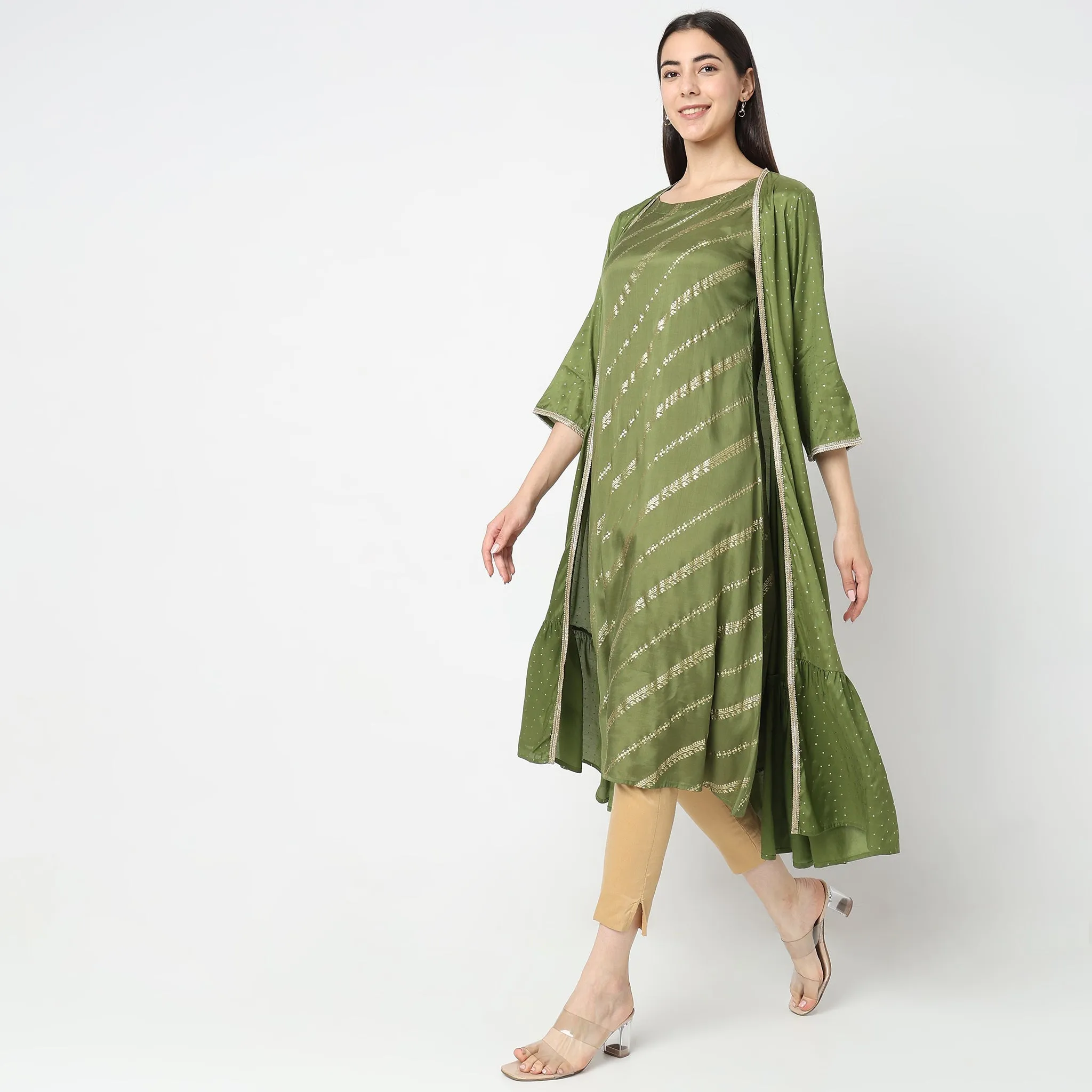 Flare Fit Embellished Kurta