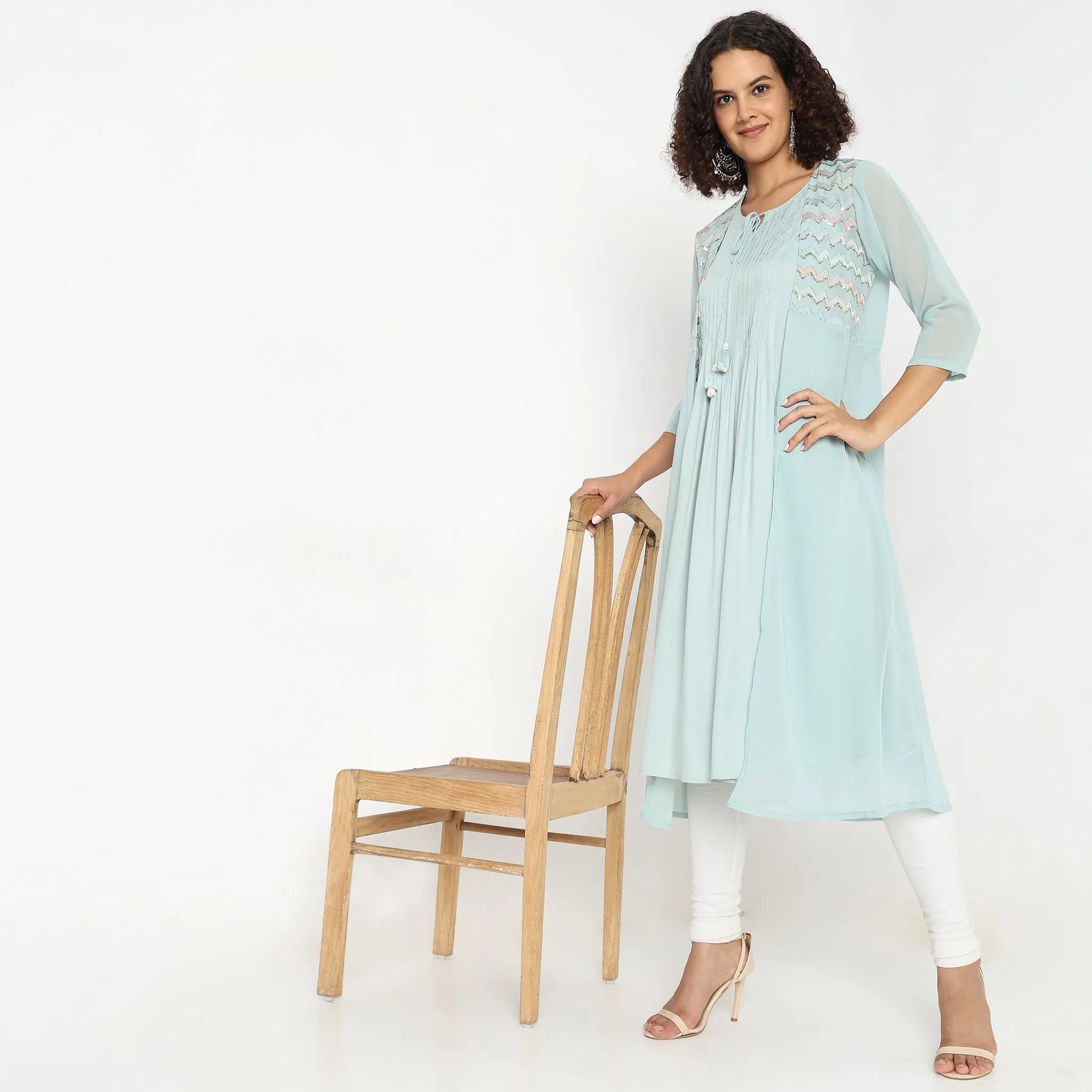 Flare Fit Embellished Kurta