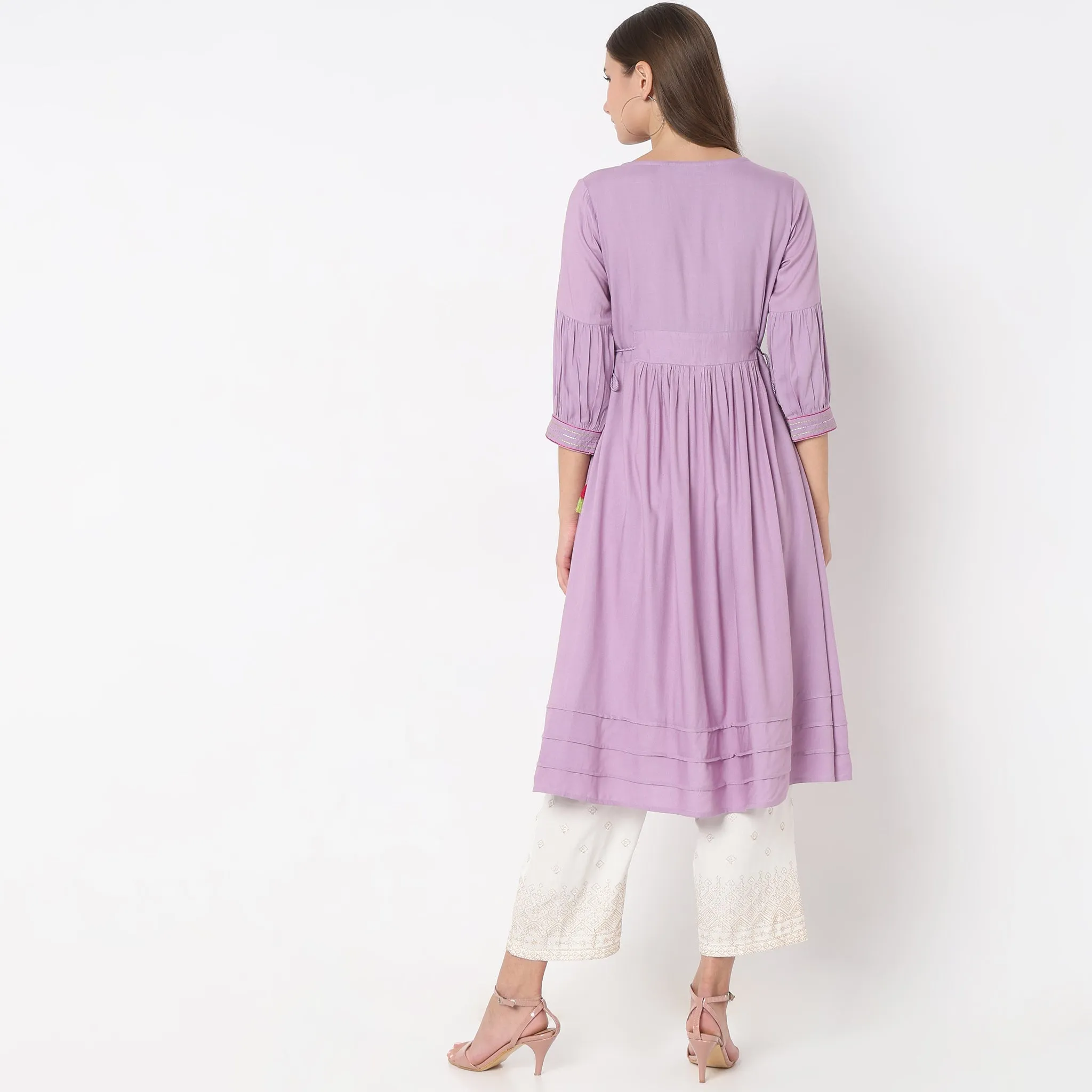 Flare Fit Embroidered Kurta