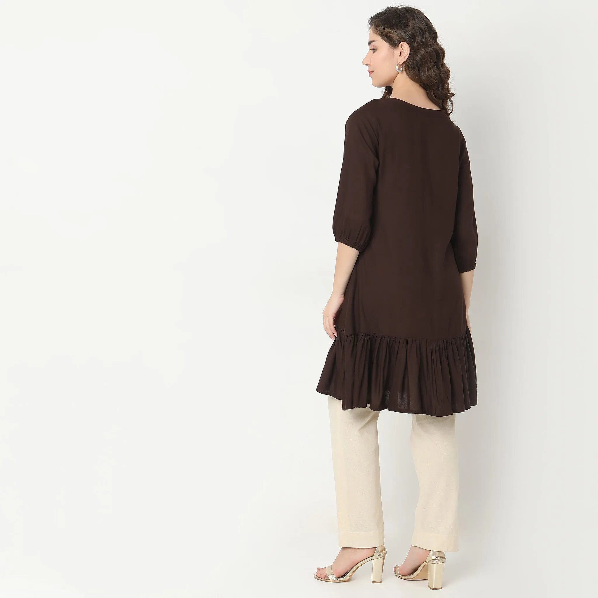 Flare Fit Embroidered Kurta